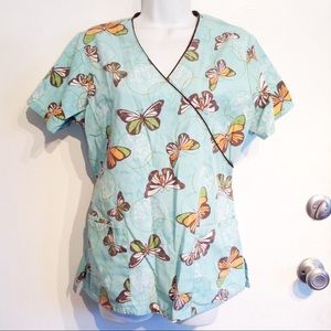 🌟5 for $25🌟Butterfly Print Uniform Scrub Top
